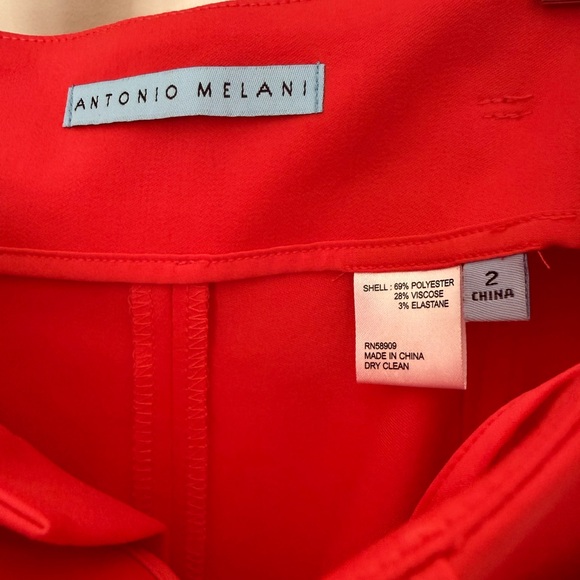 ANTONIO MELANI Vibrant Red-Orange Wide Leg Pants - Picture 13 of 13